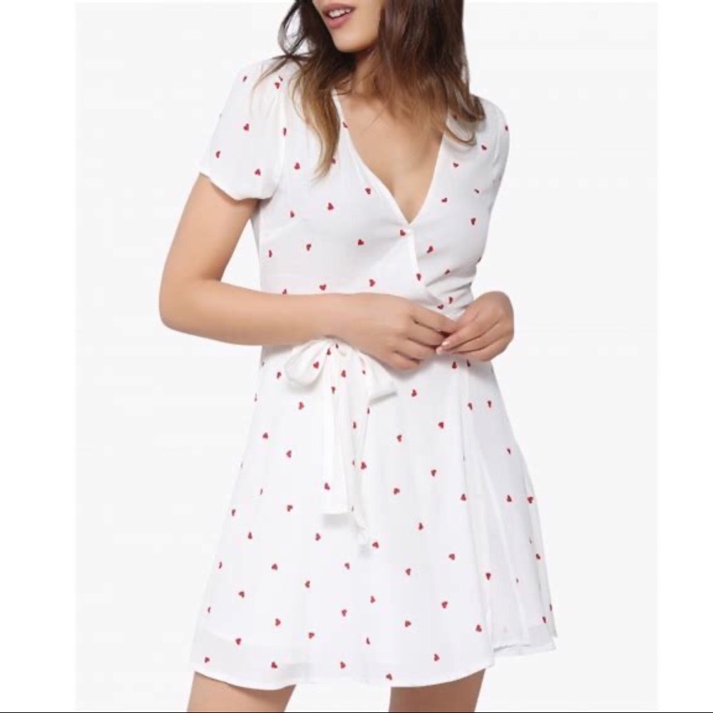 White Wrap Red Heart Dress.